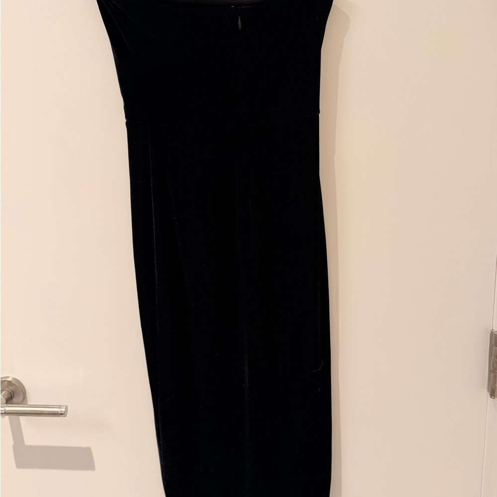 Reformation Black Velvet Midi Dress w/ slit
